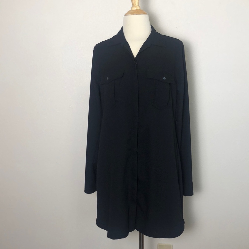 ABERCROMBIE & FITCH Women's Medium Black‎ Long Sleeve Shirt Dress no Belt